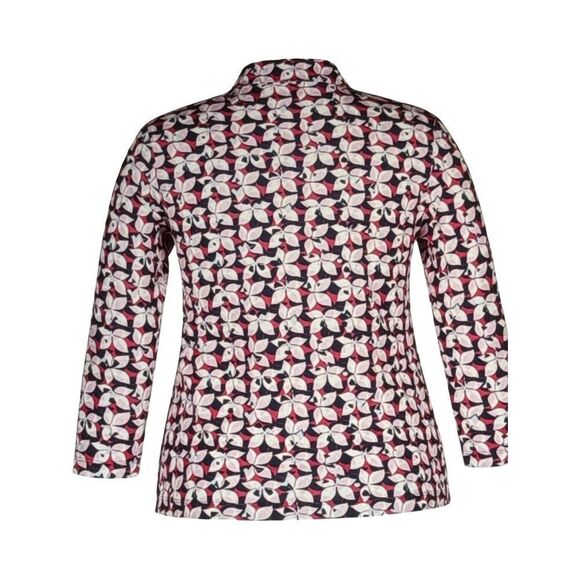 Pink and White 3/4 Sleeve Button Down Shirt with Notched Collar - Picture 7 of 8